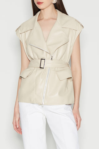Soft Escape Eco-Leather Vest Beige
