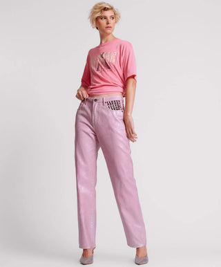 PINK ENVY FOIL AWESOME BAGGIES HIGH WAIST JEAN