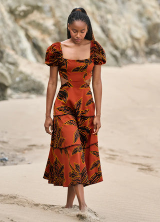 Phoenix Palm Ruby Midi Dress