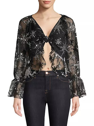 STARDUST SEQUINED SHEER TOP