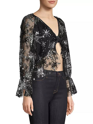 STARDUST SEQUINED SHEER TOP