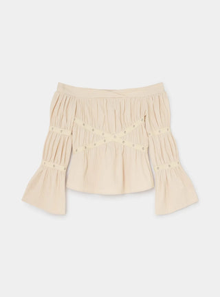 ADDISON ECRU RUCHED BLOUSE