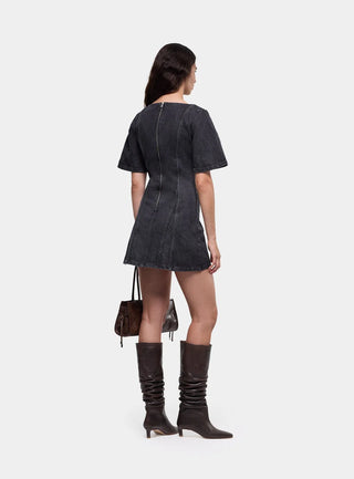 ROSETTE GREY SHORT DRESS