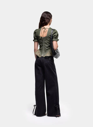 REGINA KHAKI PUFF SLEEVE BLOUSE