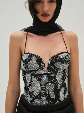 Embroidered Roses Maxi Dress