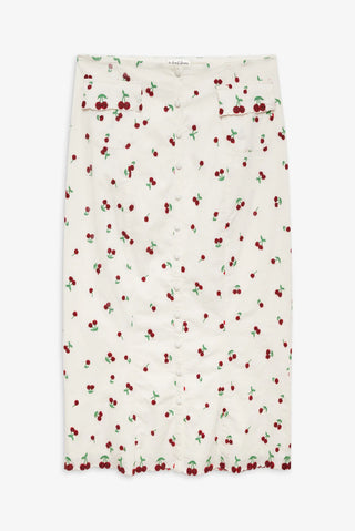 BEADED CHERRIES MIDI SKIRT