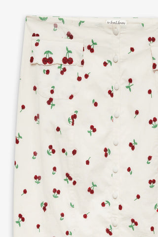 BEADED CHERRIES MIDI SKIRT