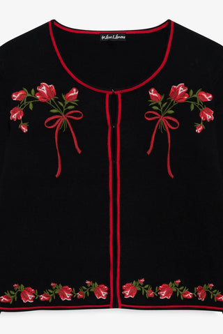 Rose Waltz Embroidered Knit Cardigan