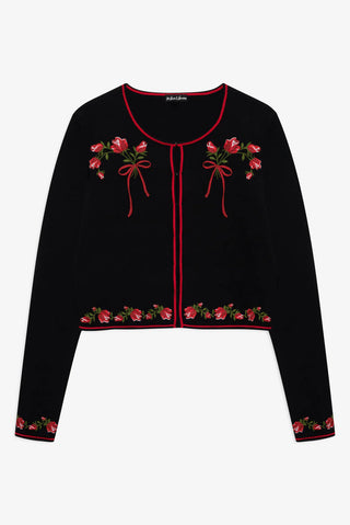 Rose Waltz Embroidered Knit Cardigan