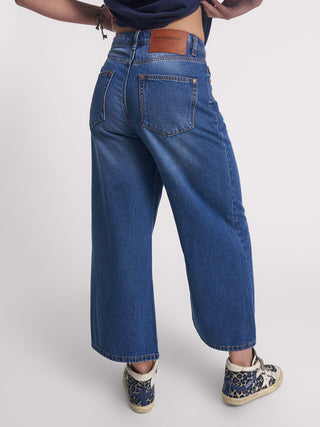 DEEP PACIFICA LOVE MACHINES SUPER WIDE LEG CROPPED JEANS