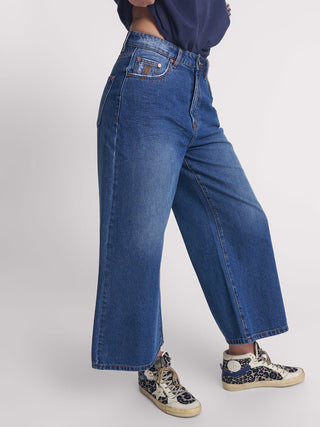DEEP PACIFICA LOVE MACHINES SUPER WIDE LEG CROPPED JEANS