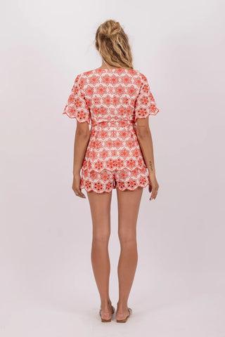 MARINA JUMPSUIT RED EYELET