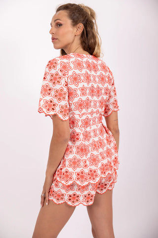 MARINA JUMPSUIT RED EYELET