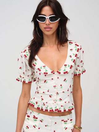 BEADED CHERRIES TOP