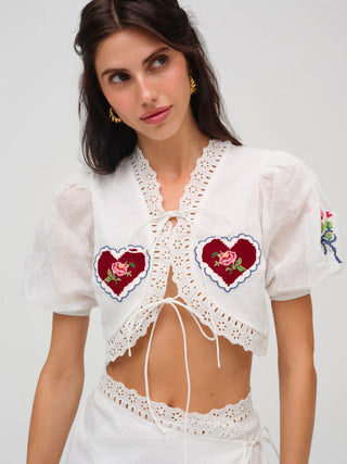 MI AMORE EMBROIDERED TOP