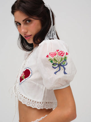 MI AMORE EMBROIDERED TOP