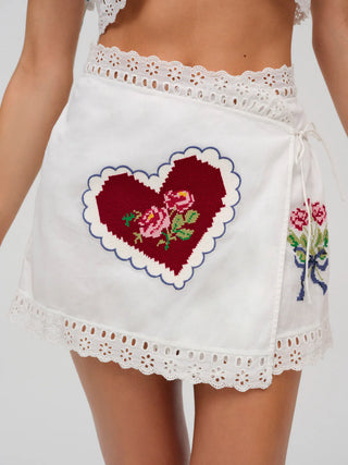 MI AMORE EMBROIDERED MINI SKIRT