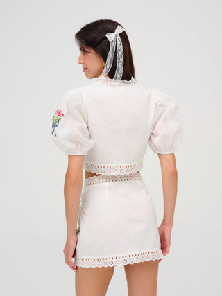 MI AMORE EMBROIDERED MINI SKIRT
