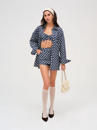 Dolly Dot Denim Button-Down Top