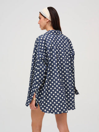 Dolly Dot Denim Button-Down Top