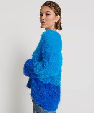 FLUFFY COLOUR BLOCKED SWEATER