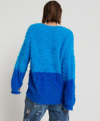 FLUFFY COLOUR BLOCKED SWEATER