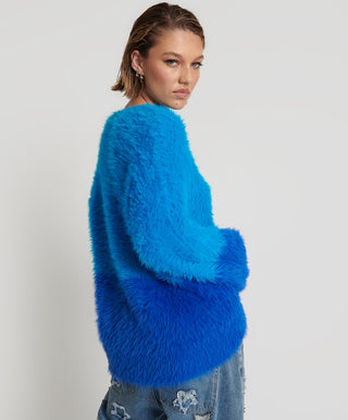 FLUFFY COLOUR BLOCKED SWEATER