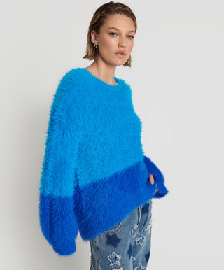 FLUFFY COLOUR BLOCKED SWEATER