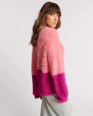 FLUFFY COLOUR BLOCK SWEATER