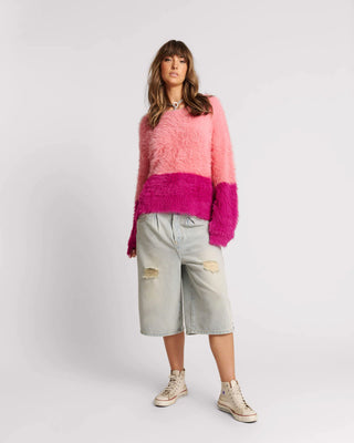 FLUFFY COLOUR BLOCK SWEATER