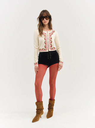 Rose Waltz Embroidered Knit Cardigan