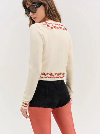 Rose Waltz Embroidered Knit Cardigan