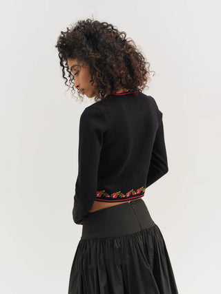 Rose Waltz Embroidered Knit Cardigan