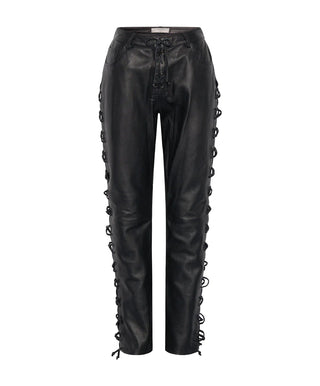 BLACKLIGHT LEATHER LACE UP PANTS