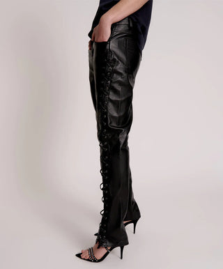 BLACKLIGHT LEATHER LACE UP PANTS