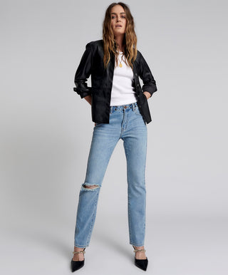 HENDRIXE TRUCKERS MID RISE STRAIGHT LEG JEANS