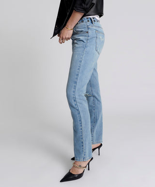 HENDRIXE TRUCKERS MID RISE STRAIGHT LEG JEANS