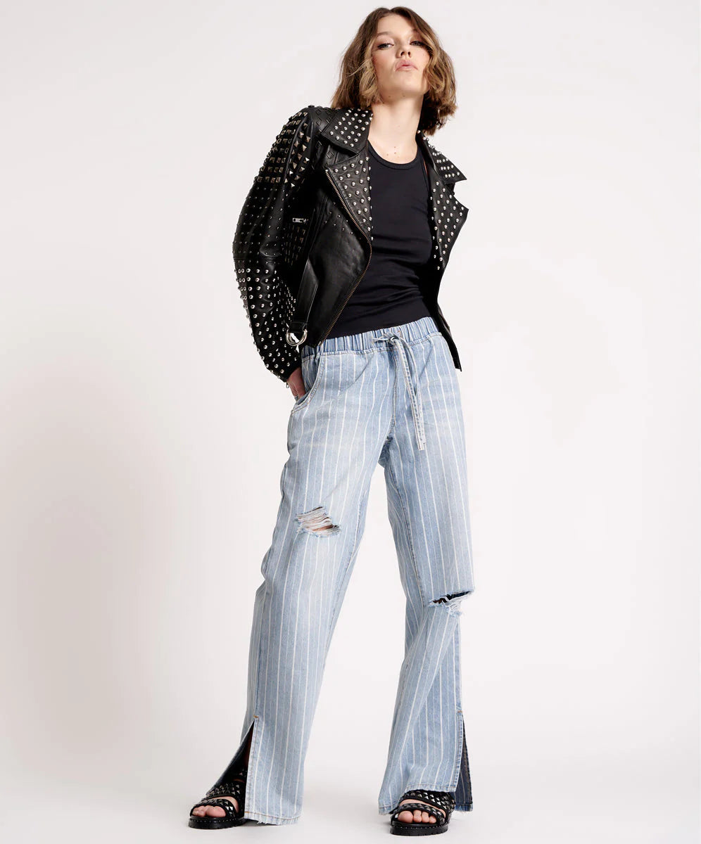 LE STRIPE ROADHOUSE WIDE LEG DRAWSTRING JEANS – The Boutique Of