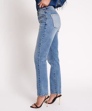 TEXAS BLUE TRUCKERS MID RISE STRAIGHT LEG JEANS