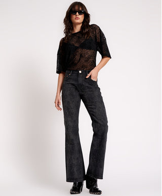 BLACK LACE CHARLIE SLIM HIGH WAIST BOOTCUT JEANS