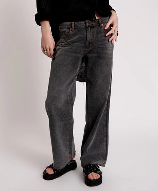 RECYCLED BLACK LOWRIDER WIDE LEG JEANS