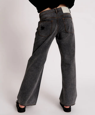 RECYCLED BLACK LOWRIDER WIDE LEG JEANS