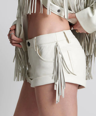 CHAOS WALKING FRINGED LEATHER BANDIT SHORT