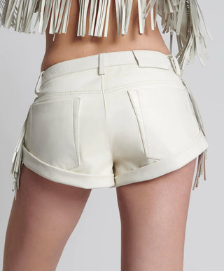 CHAOS WALKING FRINGED LEATHER BANDIT SHORT