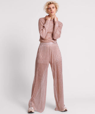 CELESTIAL ROSE PLISSE PALAZZO PANTS