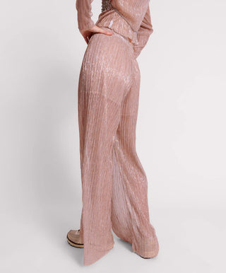 CELESTIAL ROSE PLISSE PALAZZO PANTS