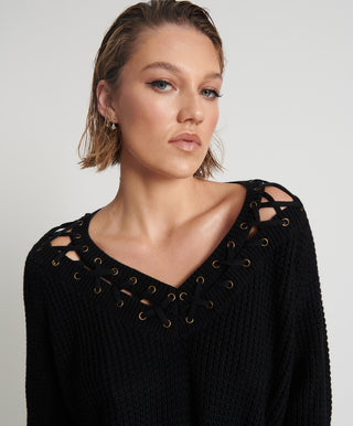 LACED UP KNIT SWEATER