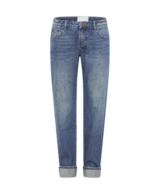 GRITTY BLUE TRUCKERS LOW WAIST STRAIGHT LEG JEAN