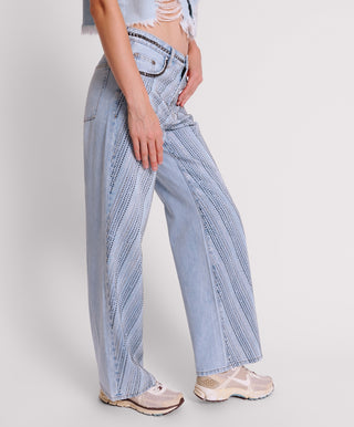 BLUE GALAXY JACKSON MID WAIST WIDE LEG JEANS