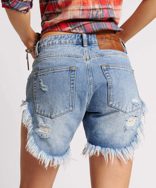 WORN BLUE FRANKIES LONG LENGTH DENIM SHORT